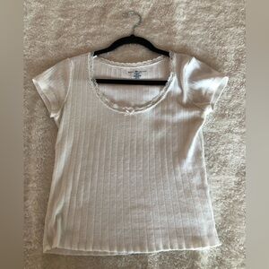 Brandy Melville White Lace Eyelet Tee